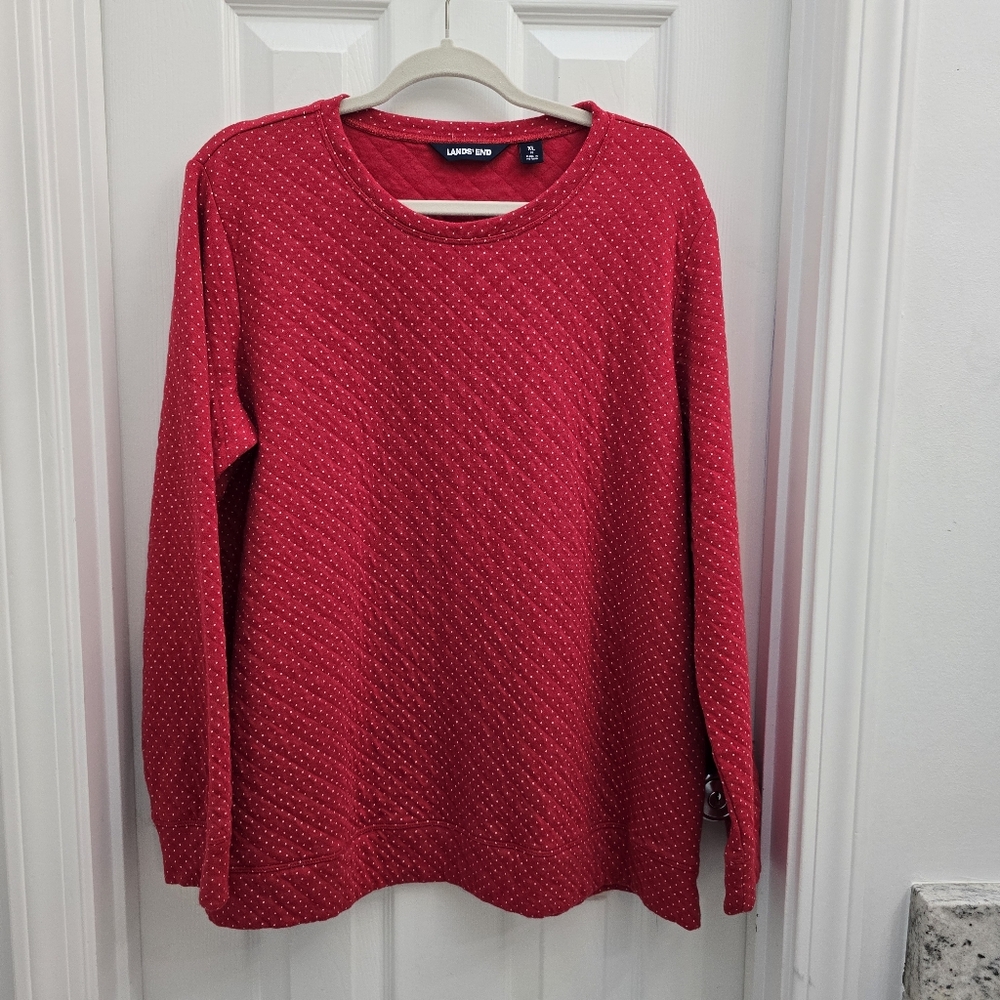 Women's LANDS' END red /white polka dot, Sz XL, pre-owned in excellent condition